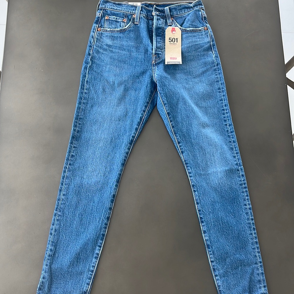 Levi’s 501 skinny high rise blue denim jeans pants
